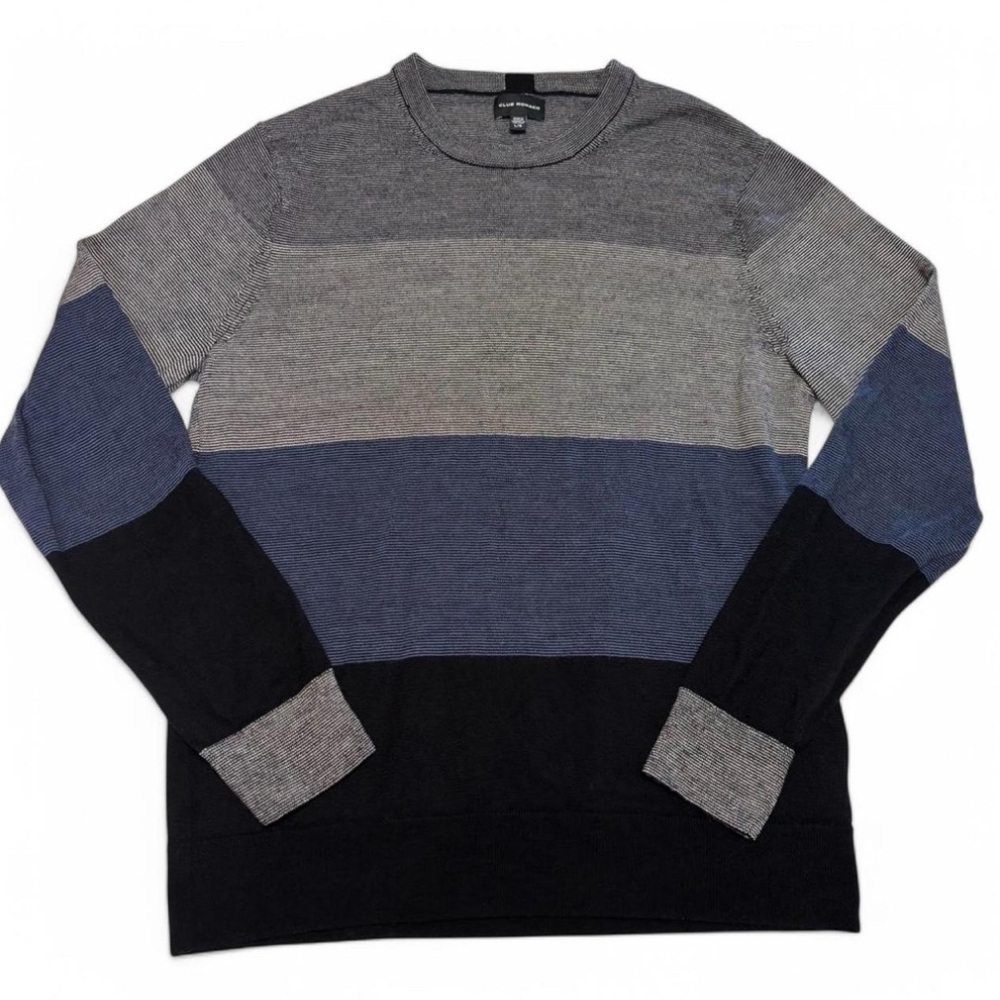 Club Monaco Wool Colorblock Stripe Knit Sweater Men's Large Lightweight Soft